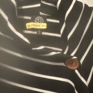 Black and White Striped Sweater with Button Detail